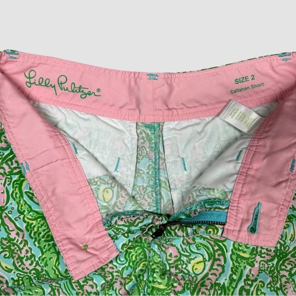 Lilly Pulitzer Callahan Short Size 2 Chomp Chomp Alligator Pink Green Mid Rise - Picture 7 of 9